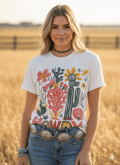 Desert Bloom Howdy Graphic Tee Wild Junkie