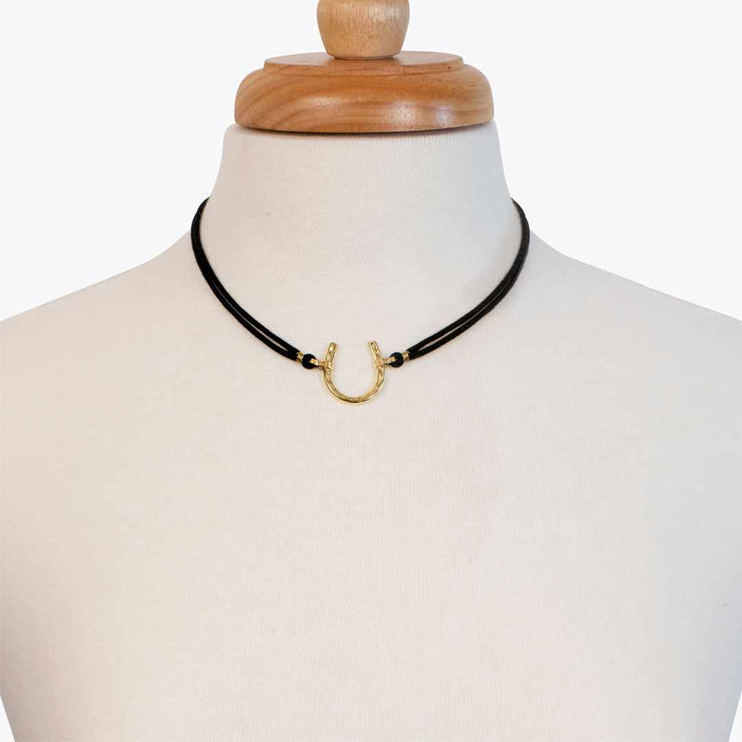 Devlin - Horseshoe Necklace w/ Double Cord in Gold Urban-Equestrian