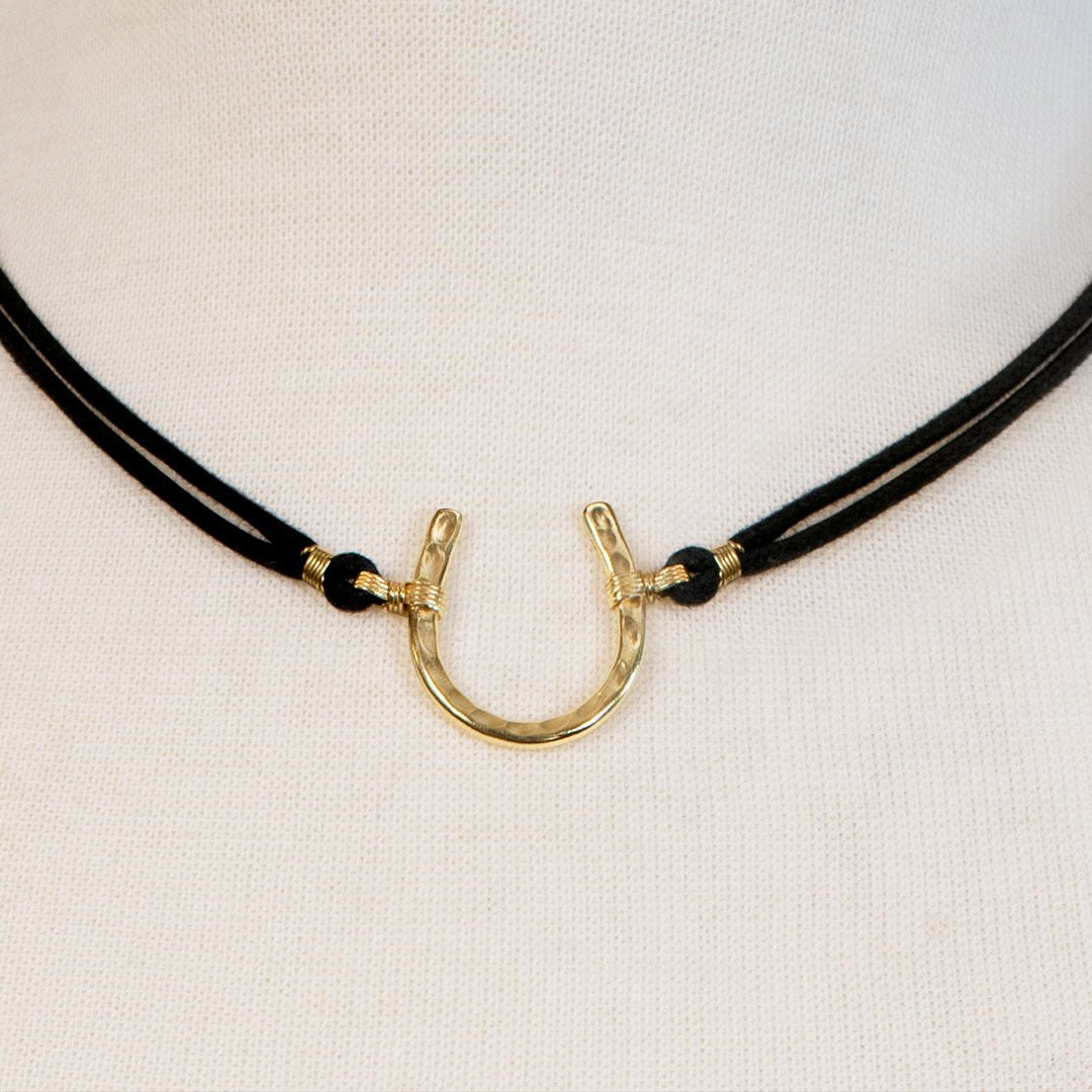 Devlin - Horseshoe Necklace w/ Double Cord in Gold Urban-Equestrian
