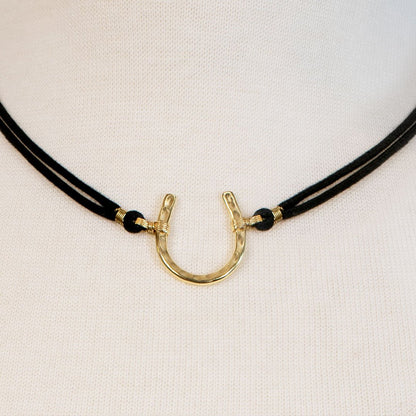 Devlin - Horseshoe Necklace w/ Double Cord in Gold Urban-Equestrian