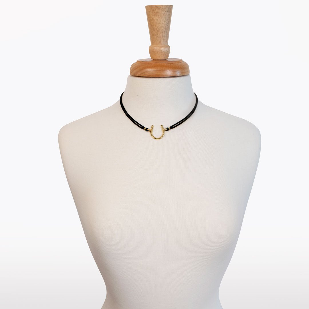 Devlin - Horseshoe Necklace w/ Double Cord in Gold Urban-Equestrian