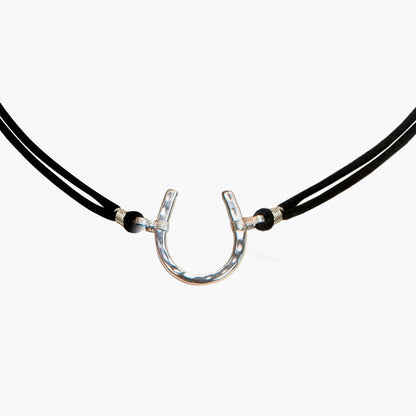 Devlin - Horseshoe Necklace w/ Double Cord in Silver Urban-Equestrian