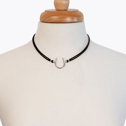 Devlin - Horseshoe Necklace w/ Double Cord in Silver Urban-Equestrian