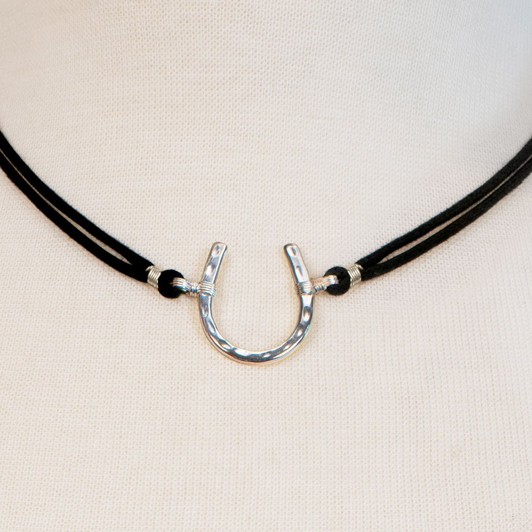 Devlin - Horseshoe Necklace w/ Double Cord in Silver Urban-Equestrian