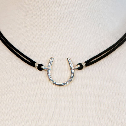 Devlin - Horseshoe Necklace w/ Double Cord in Silver Urban-Equestrian