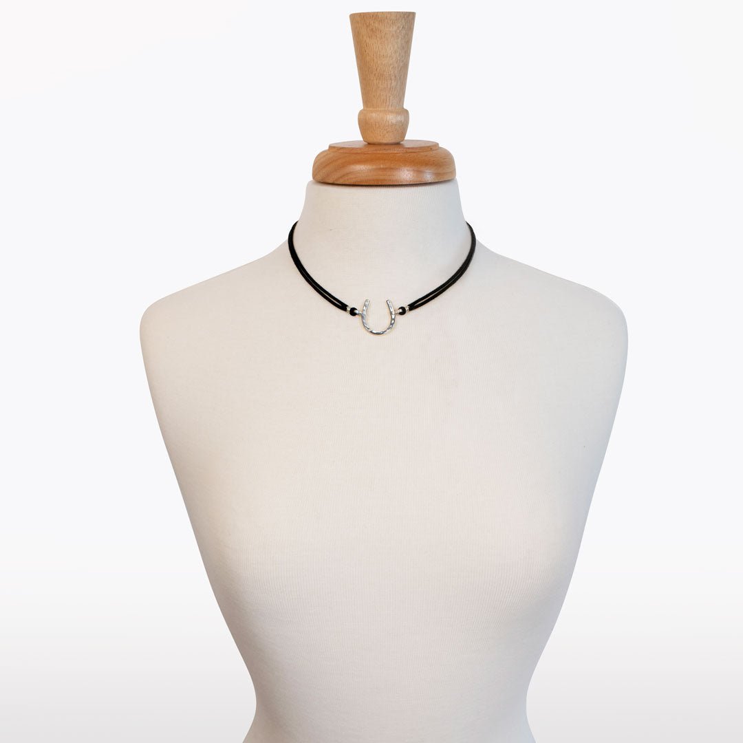 Devlin - Horseshoe Necklace w/ Double Cord in Silver Urban-Equestrian