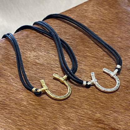 Devlin - Horseshoe Necklace w/ Double Cord in Gold Urban-Equestrian