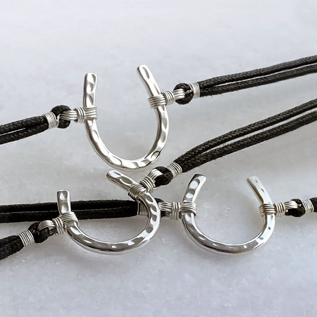Devlin - Horseshoe Necklace w/ Double Cord in Silver Urban-Equestrian