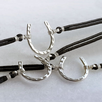 Devlin - Horseshoe Necklace w/ Double Cord in Silver Urban-Equestrian