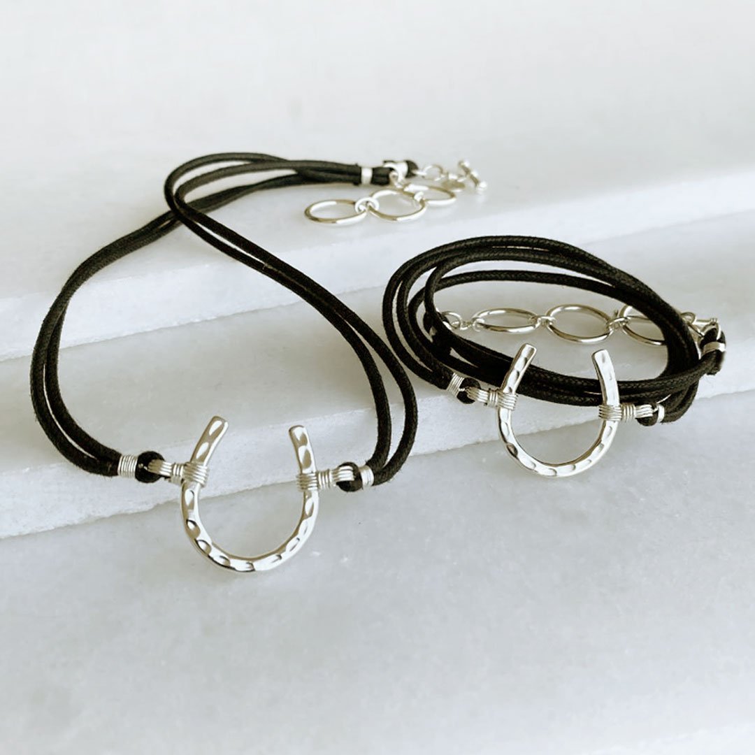 Devlin - Horseshoe Necklace w/ Double Cord in Silver Urban-Equestrian