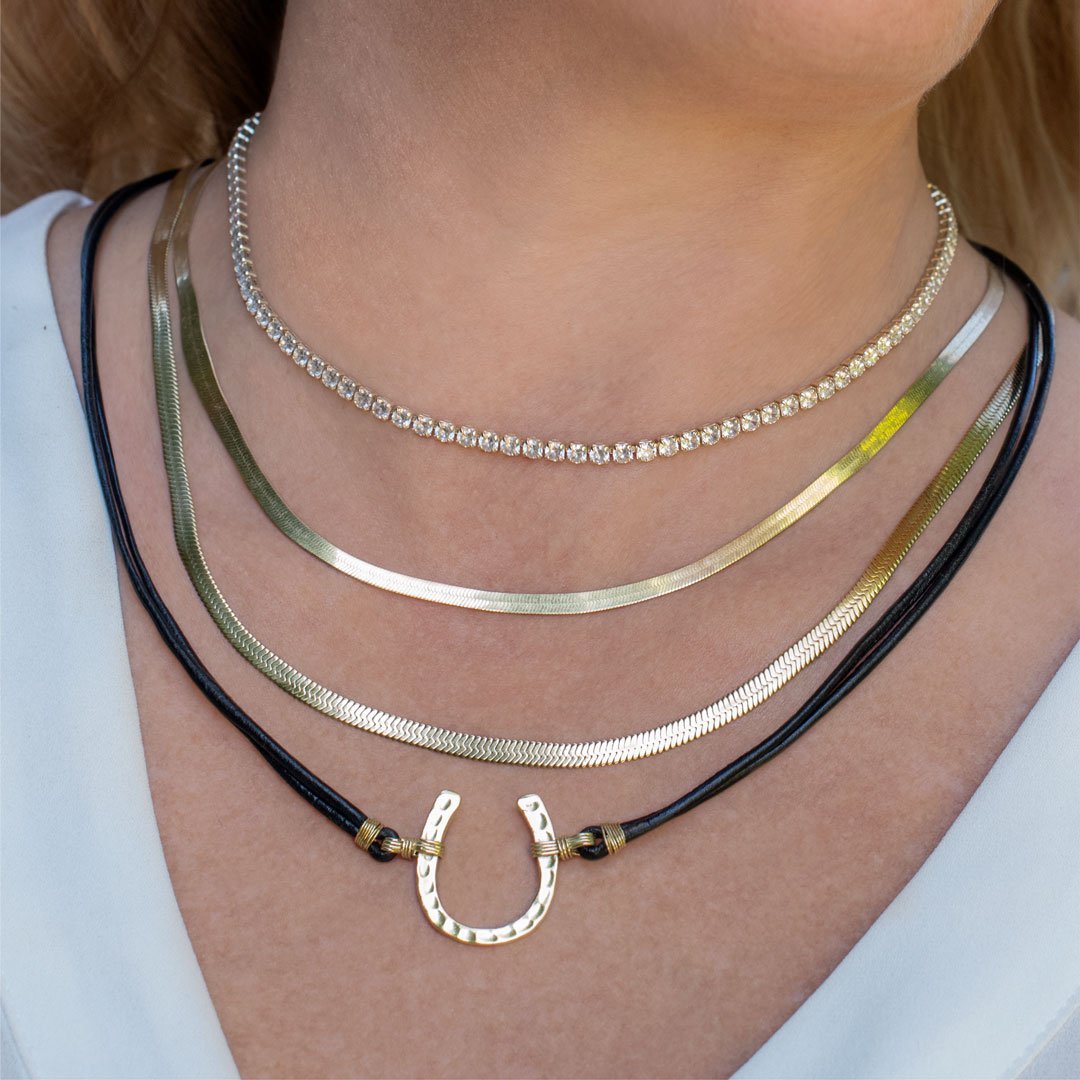 Devlin - Horseshoe Necklace w/ Double Cord in Silver Urban-Equestrian