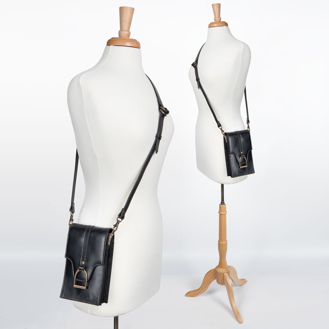 Devon Deluxe Phone Bag - Luxury Leather Handbag in Black Urban-Equestrian