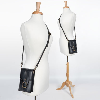 Devon Deluxe Phone Bag - Luxury Leather Handbag in Black Urban-Equestrian