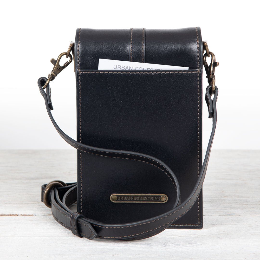 Devon Deluxe Phone Bag - Luxury Leather Handbag in Black Urban-Equestrian