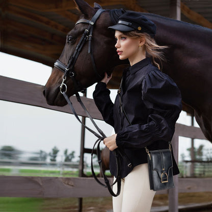 Devon Deluxe Phone Bag - Luxury Leather Handbag in Black Urban-Equestrian