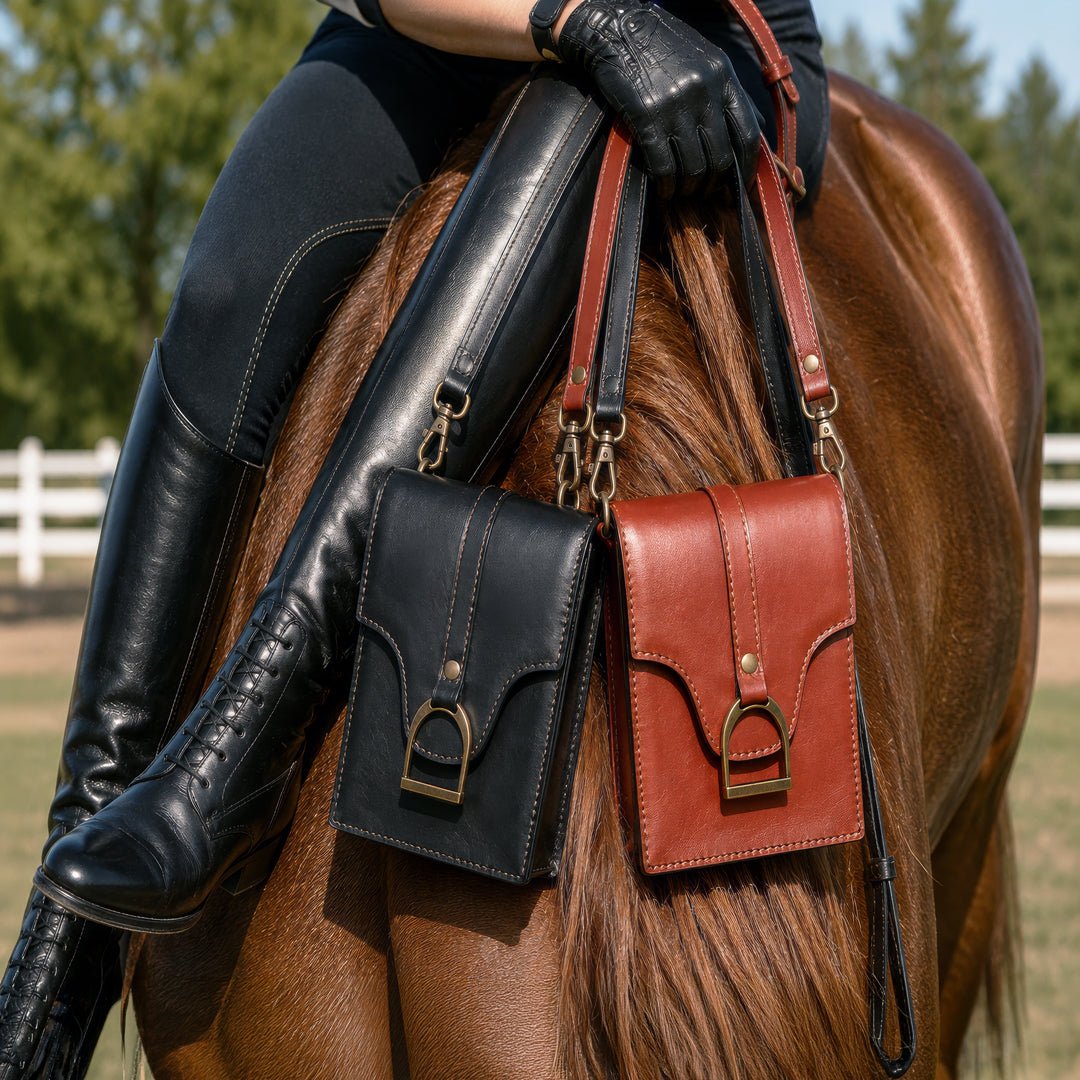 Devon Deluxe Phone Bag - Luxury Leather Handbag in Black Urban-Equestrian