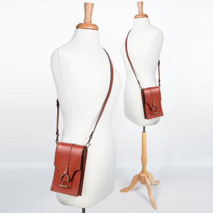 Devon Deluxe Phone Bag - Luxury Leather Handbag in Cognac Urban-Equestrian