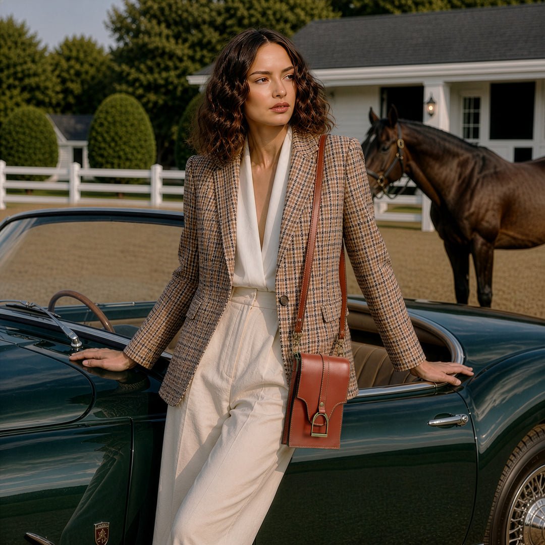 Devon Deluxe Phone Bag - Luxury Leather Handbag in Cognac Urban-Equestrian
