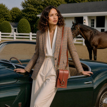 Devon Deluxe Phone Bag - Luxury Leather Handbag in Cognac Urban-Equestrian