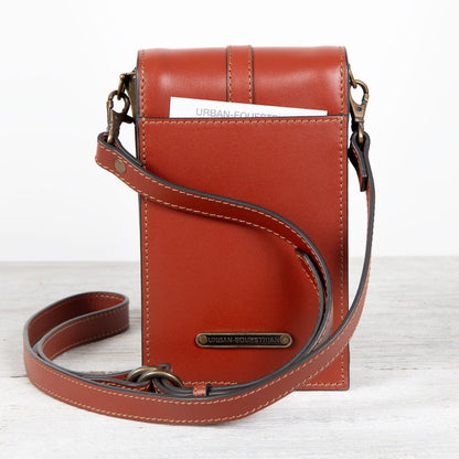 Devon Deluxe Phone Bag - Luxury Leather Handbag in Cognac Urban-Equestrian