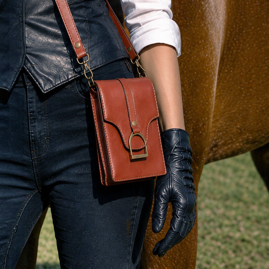 Devon Deluxe Phone Bag - Luxury Leather Handbag in Cognac Urban-Equestrian