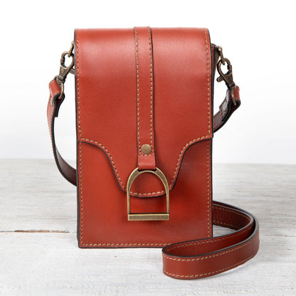Devon Deluxe Phone Bag - Luxury Leather Handbag in Cognac Urban-Equestrian