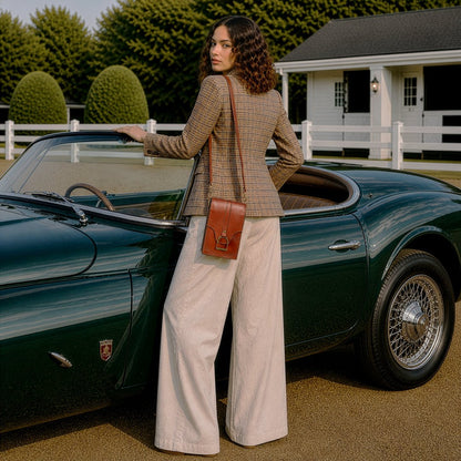 Devon Deluxe Phone Bag - Luxury Leather Handbag in Cognac Urban-Equestrian