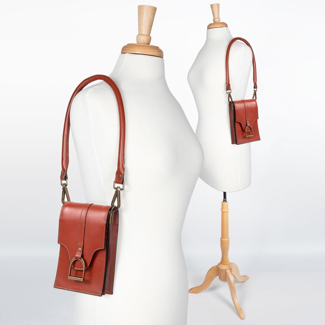 Devon Deluxe Phone Bag - Luxury Leather Handbag in Cognac Urban-Equestrian
