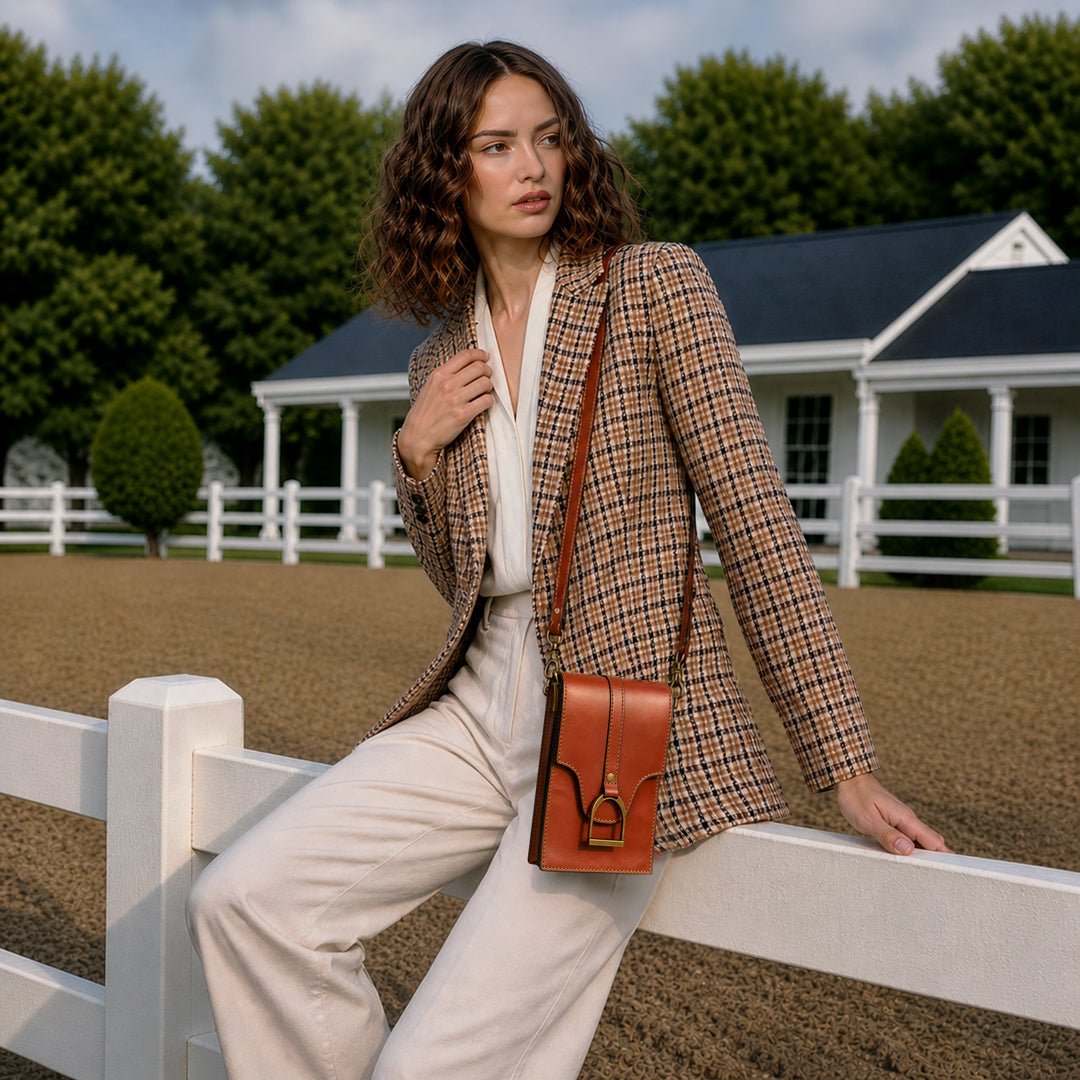 Devon Deluxe Phone Bag - Luxury Leather Handbag in Cognac Urban-Equestrian