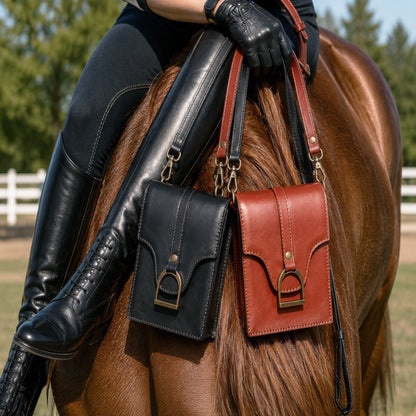 Devon Deluxe Phone Bag - Luxury Leather Handbag in Cognac Urban-Equestrian