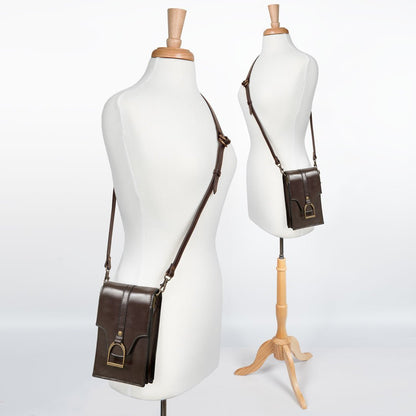 Devon Deluxe Phone Bag - Luxury Leather Handbag in Deep Brown Urban-Equestrian