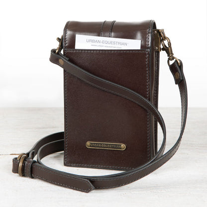 Devon Deluxe Phone Bag - Luxury Leather Handbag in Deep Brown Urban-Equestrian