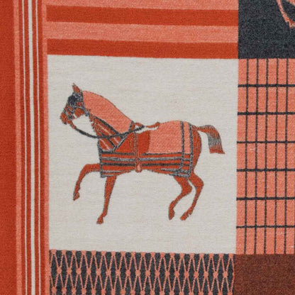 Devon -  Tangerine Equestrian Motif Luxe Shawl Urban-Equestrian