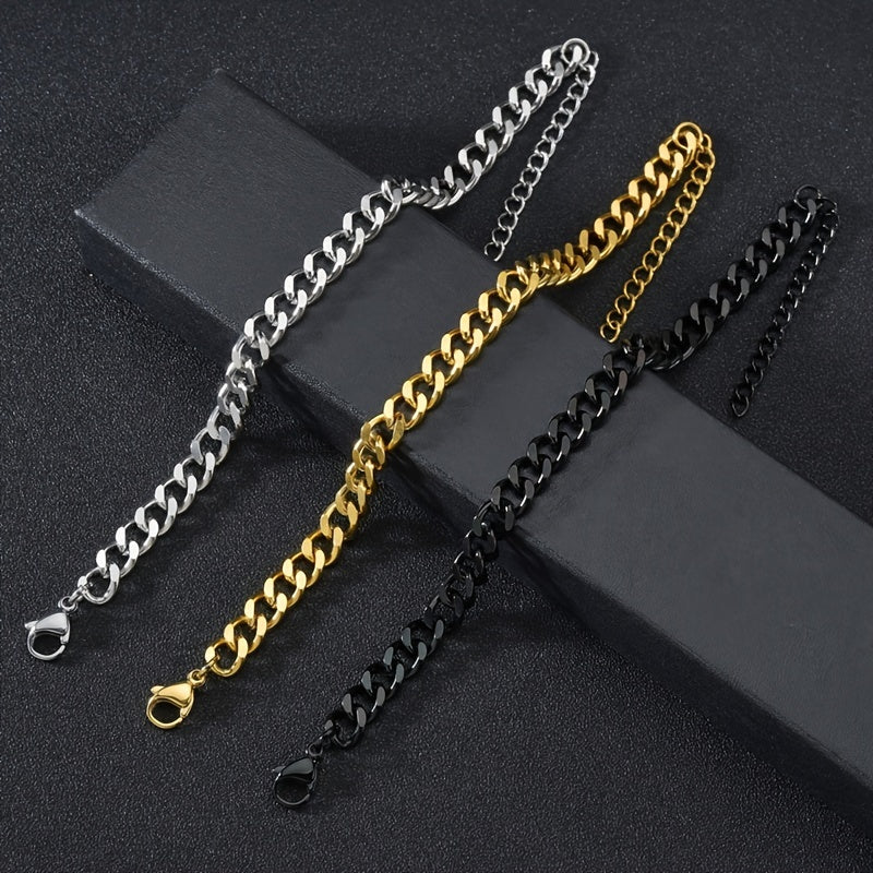 3/5/7/mm Fashion Simple Stainless Steel Cuban Chain Bracelet For Men And Women NovaCart
