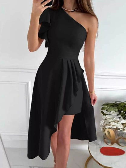 One-Shoulder Ruffle High-Low Dress New Era Fashion LLc