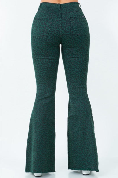 Leopard Studded Bell Bottom Jean Kacee Lillie Boutique