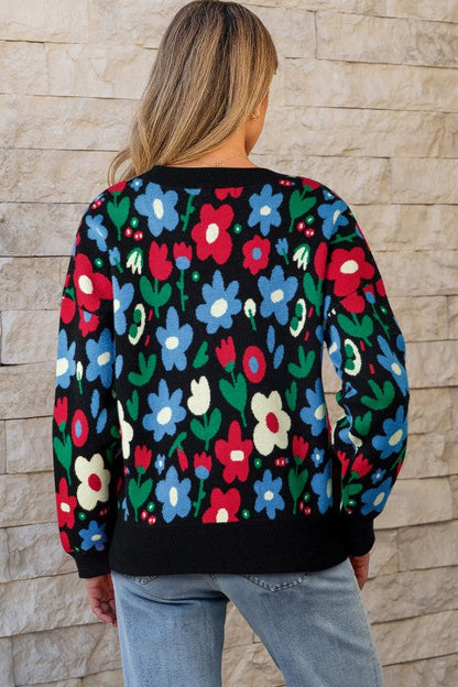 Floral Buttoned V-Neck Cardigan Sweater Shop Style & More | Fresh Looks, Everyday Deals & Free Shipping