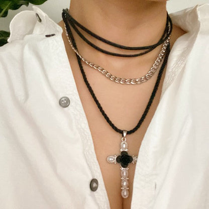 Layered Black Rose Cross Necklace Shop Style & More | Fresh Looks, Everyday Deals & Free Shipping