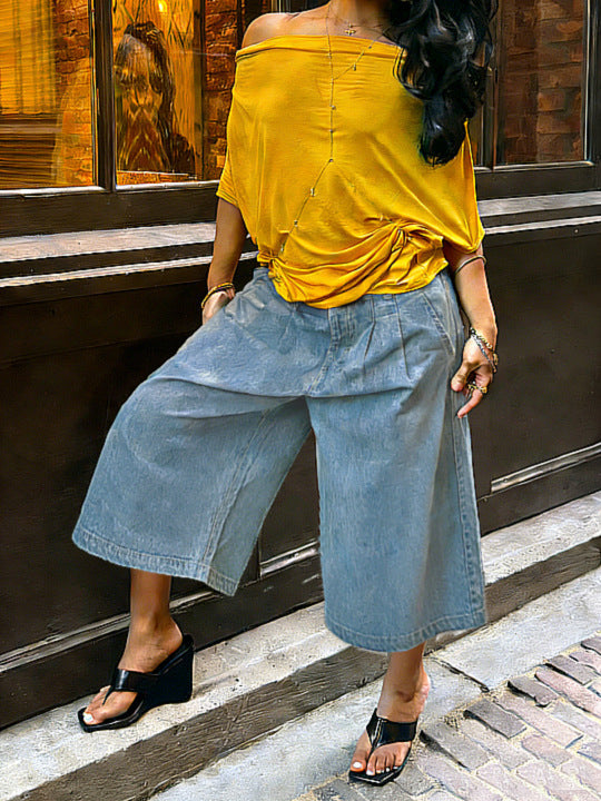 Women's Wide-Leg Cargo-Style Pants with Zipper & Button Detail FitiqueFit