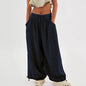 Women’s Solid Color Wide Leg Pants – Elastic Drawstring Waist and Side Pockets FitiqueFit