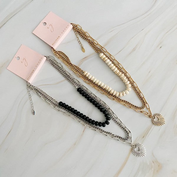 Resin Bead Golden Heart Layered Necklace Shop Style & More | Fresh Looks, Everyday Deals & Free Shipping