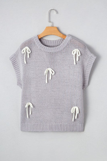 Solid Bow Applique Cap Sleeve Sweater Shop Style & More | Fresh Looks, Everyday Deals & Free Shipping