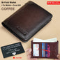 Genuine Leather Men's Wallet/Ultra-Thin Top-Grain Cowhide/Compact Multi-Function ID Credit Card Holder/RFID Blocking/Blessing Card Set/Christmas Valentine's Day Father's Day Gift NovaCart