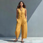 Casual Women’s Buttoned Stand Collar Sleeveless Loose Jumpsuit FitiqueFit