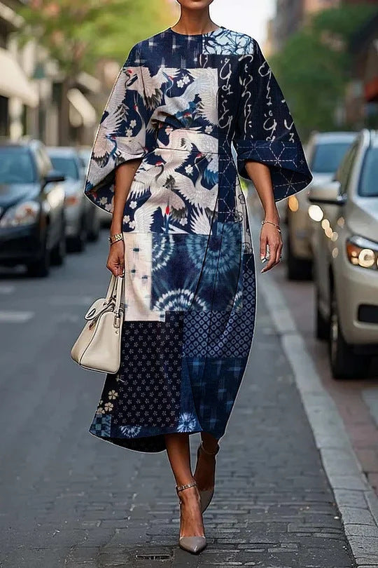 Female Creative Casual Printing Elegant Dress Grayceful LLC