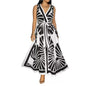 European And American V-neck Positioning Printing Backless Dress Grayceful LLC