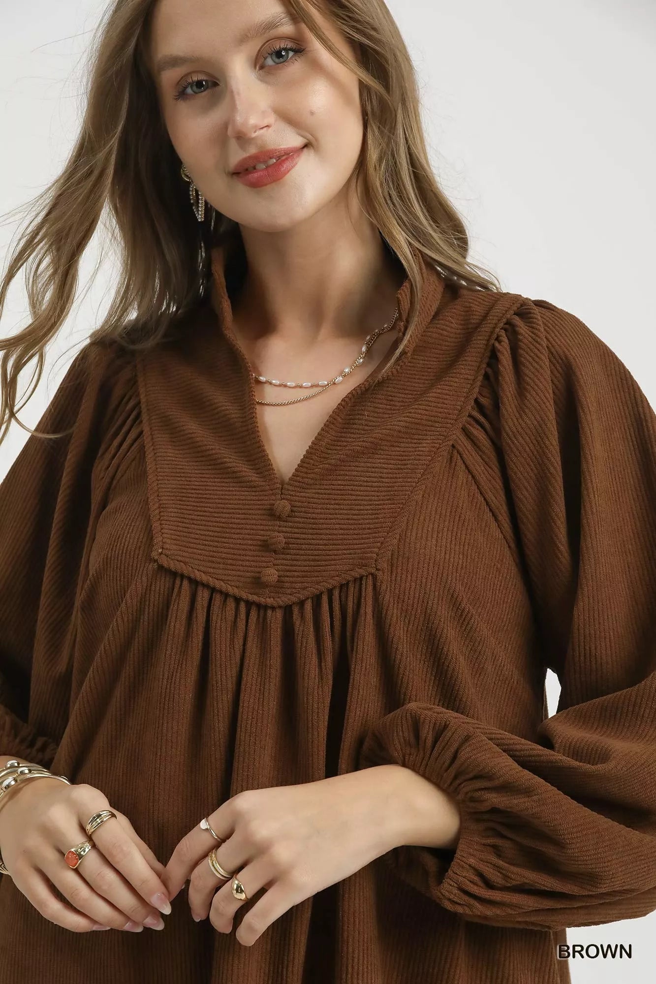 Umgee Corduroy Tiered Babydoll Dress West2East Surf