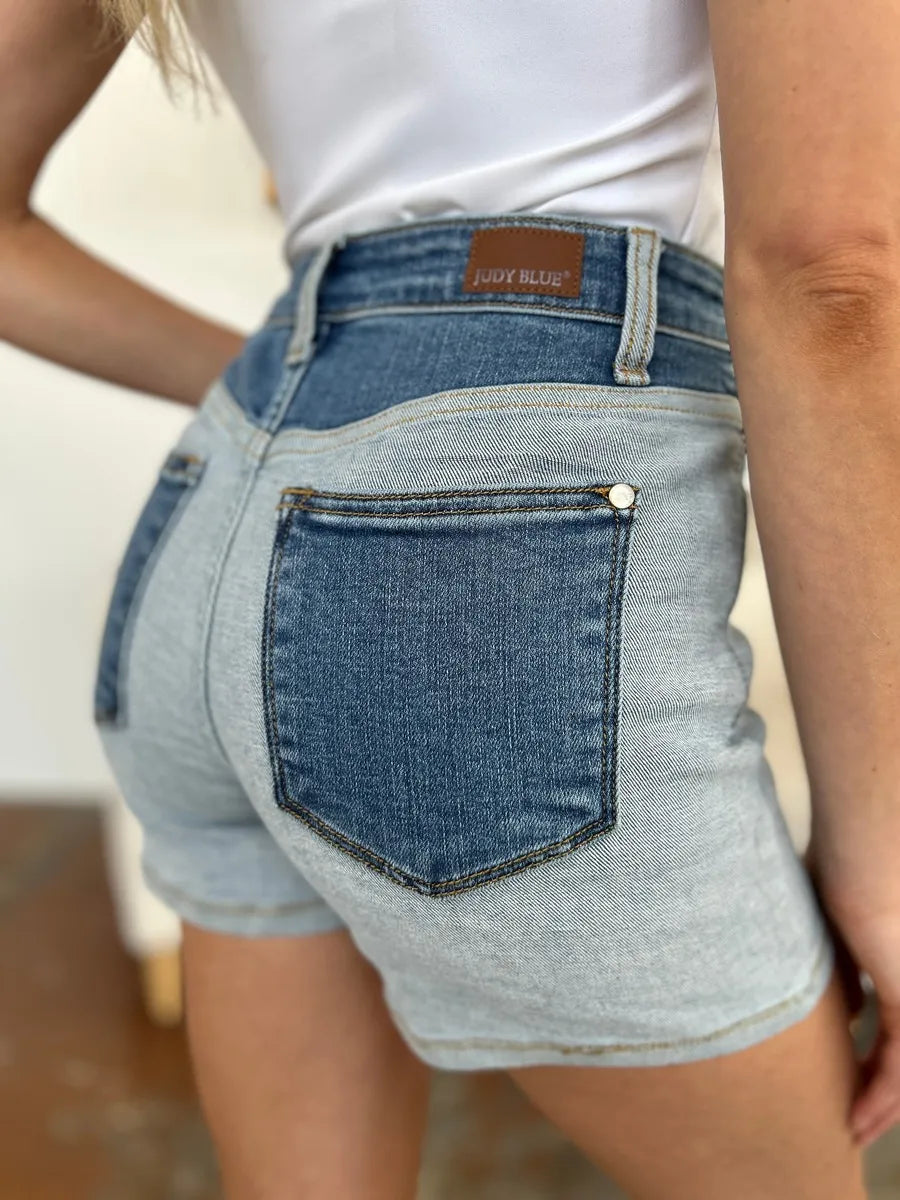 Judy Blue Full Size Color Block Denim Shorts New Era Fashion LLc