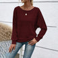 Women’s Textured Round-Neck Long-Sleeve Pullover FitiqueFit