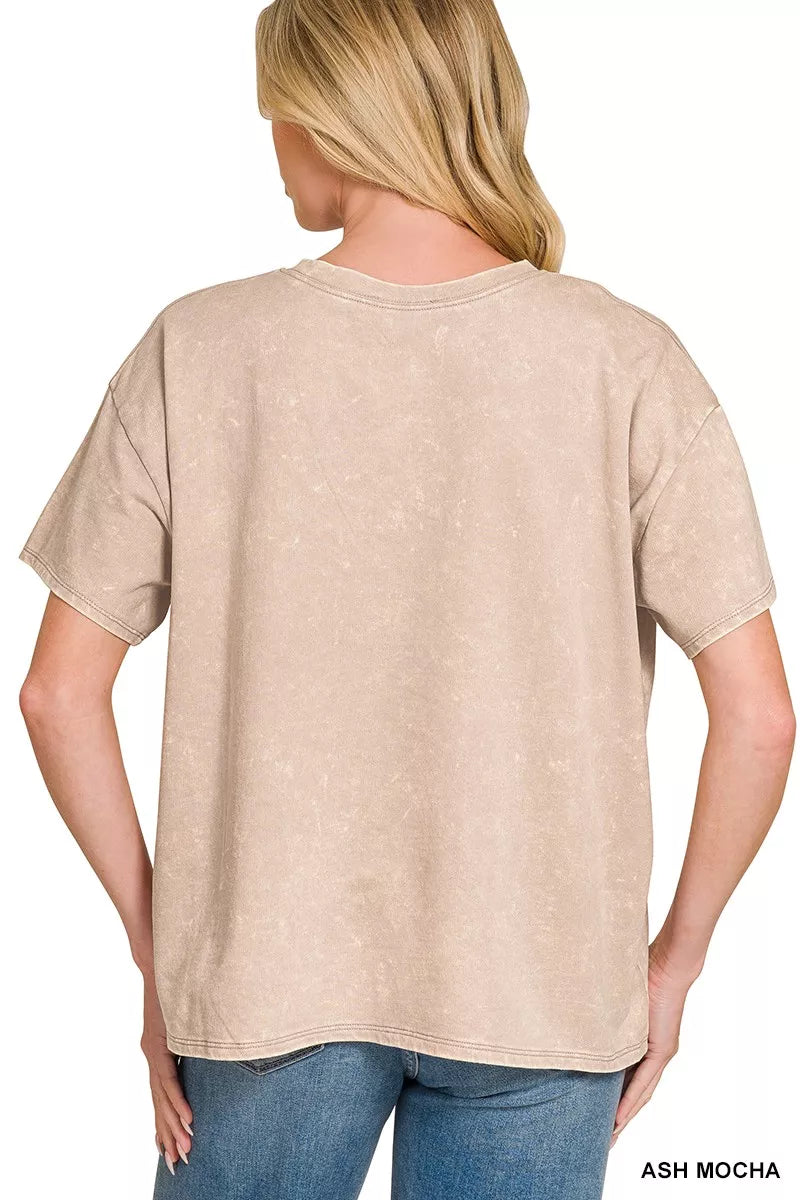 Zenana French Terry Acid Washed Relaxed Top & Short Set New Era Fashion LLc